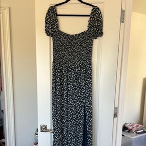 Reformation Navy Floral Midi Dress